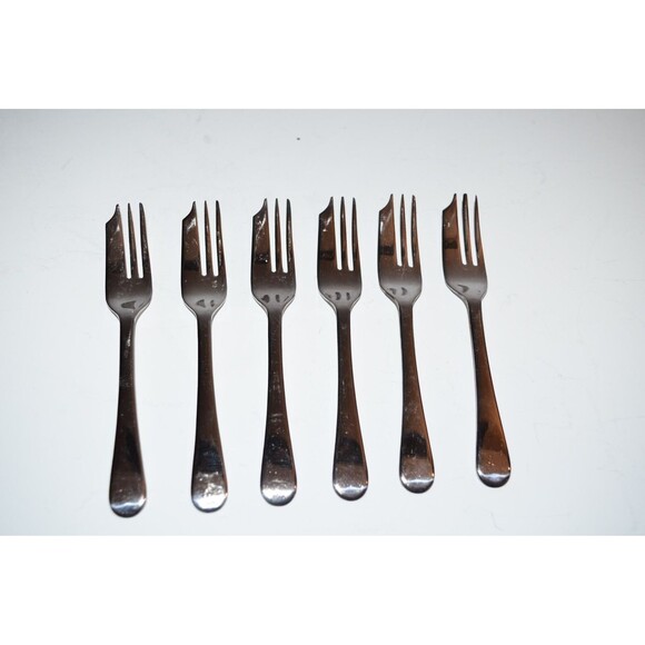 Vtg Sheffield Dessert Forks Set Silver Plated 6pc Plain design - Picture 2 of 6